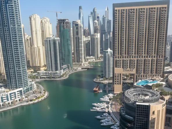 Luxury 2-bedroom high-rise apartment overlooking Dubai skyline — modern interiors, floor-to-ceiling windows, and prime location ideal for investors, families, and global buyers.